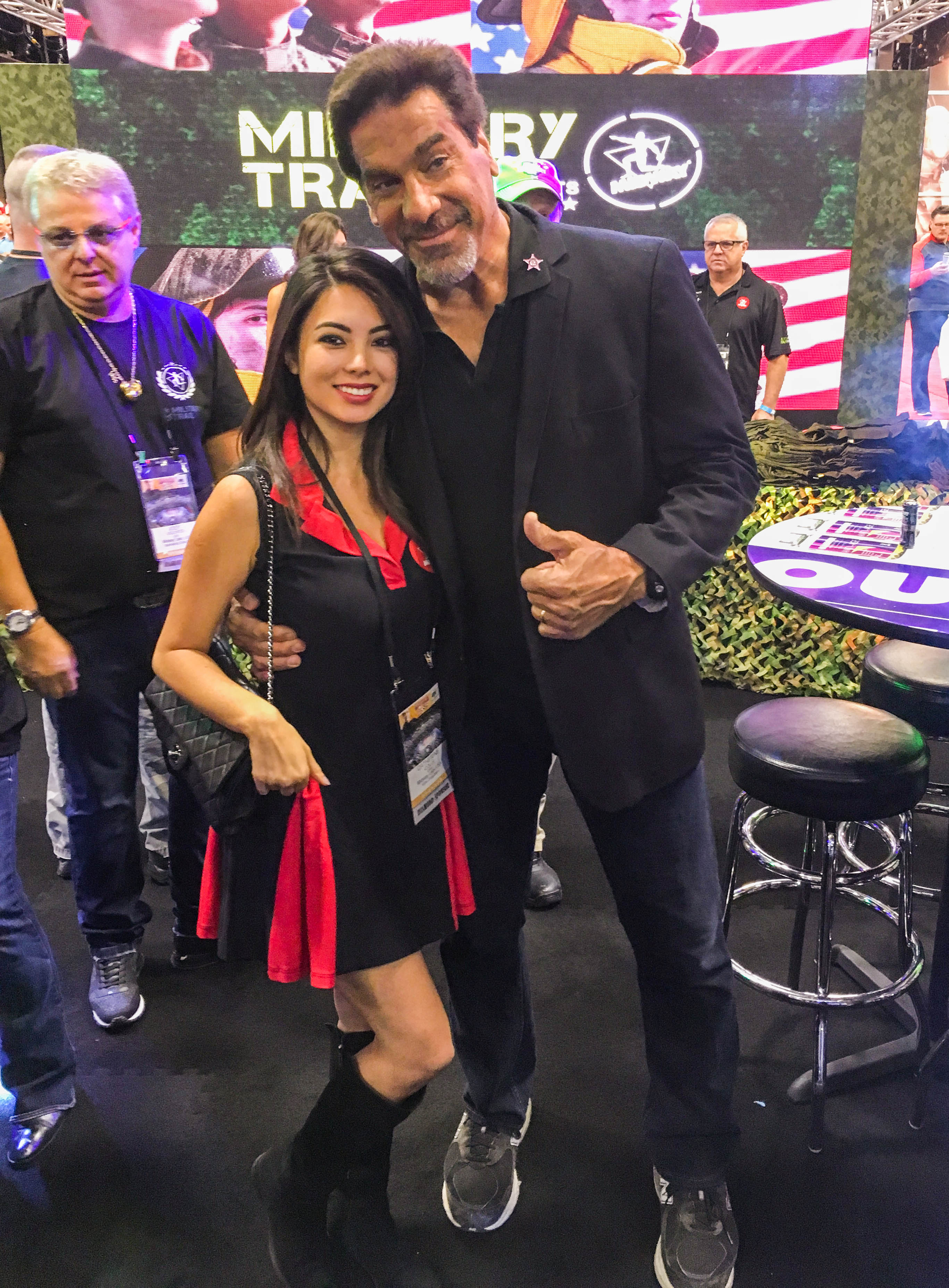 Midway Labs VP Catherine Colle & Lou Ferrigno at the booth.
